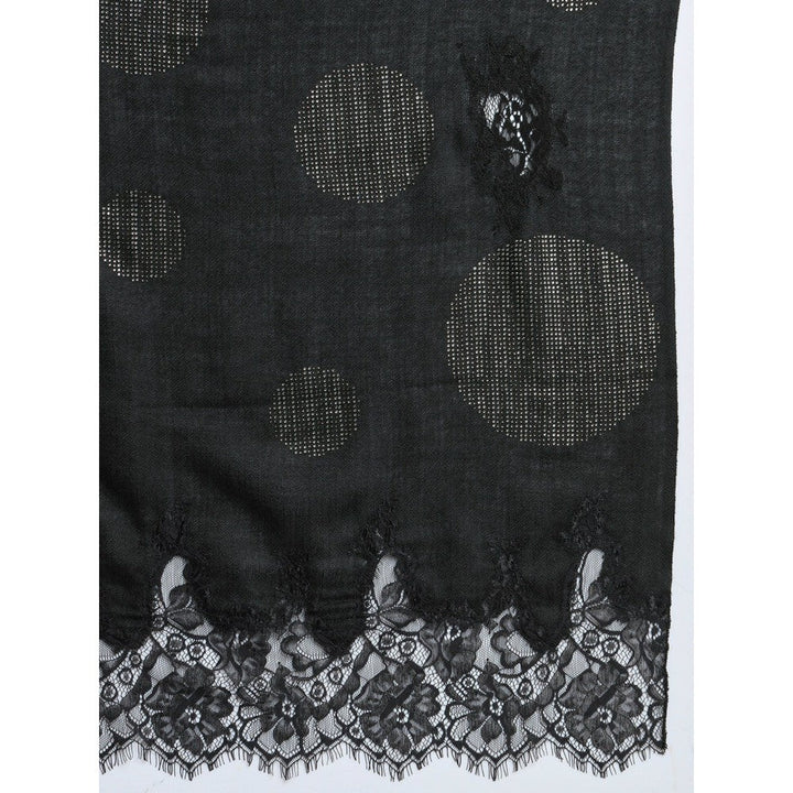 Modarta By Kamakshi Black Shawl with Swarovski Design and Valentino Lace