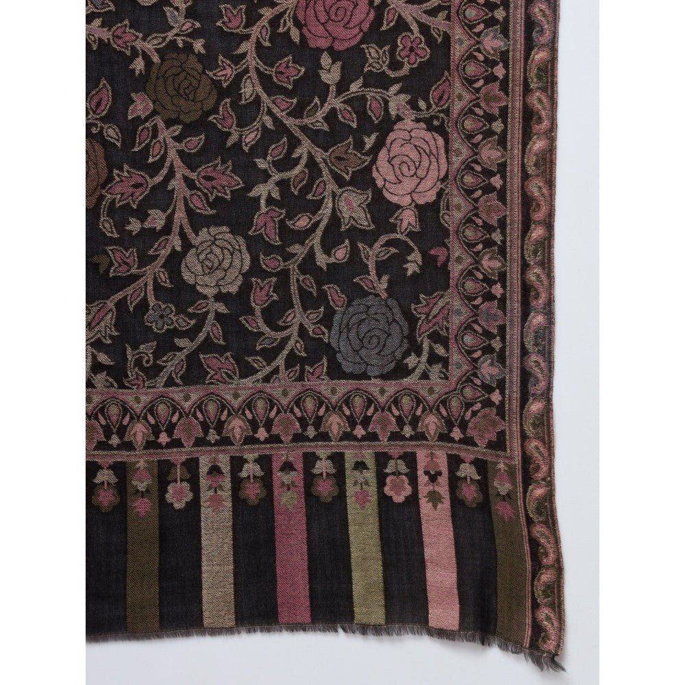 Modarta By Kamakshi Kani Woven Embroidered Black Shawl