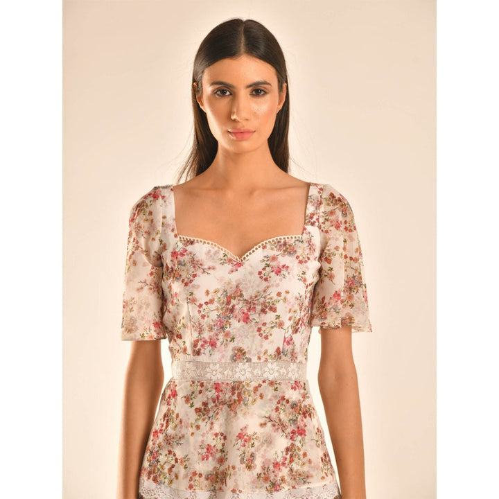 Moh Lacey Floral Dress - Off White