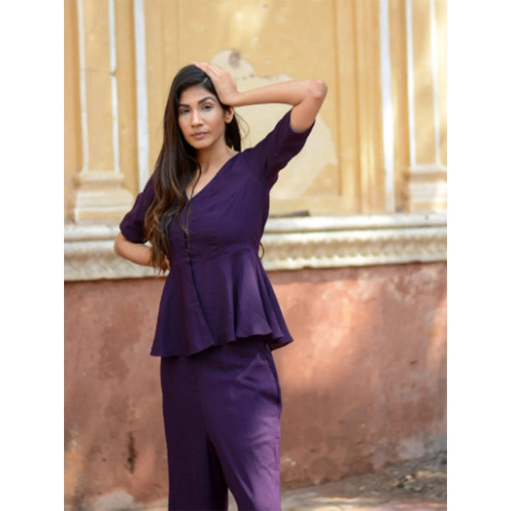 Moh Solid Eggplant Co-Ord (Set Of 2)