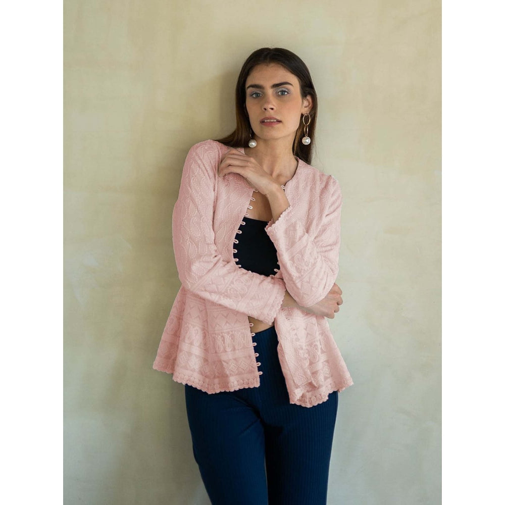 MONK & MEI Uff Baby Pink-Embroidered Jacket