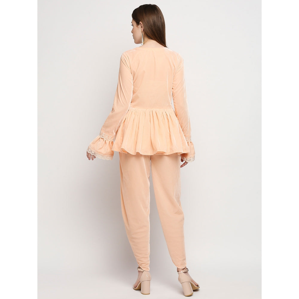Monk & Mei Farah - Jacket And Dhoti - Peach Pink (Set Of 2)