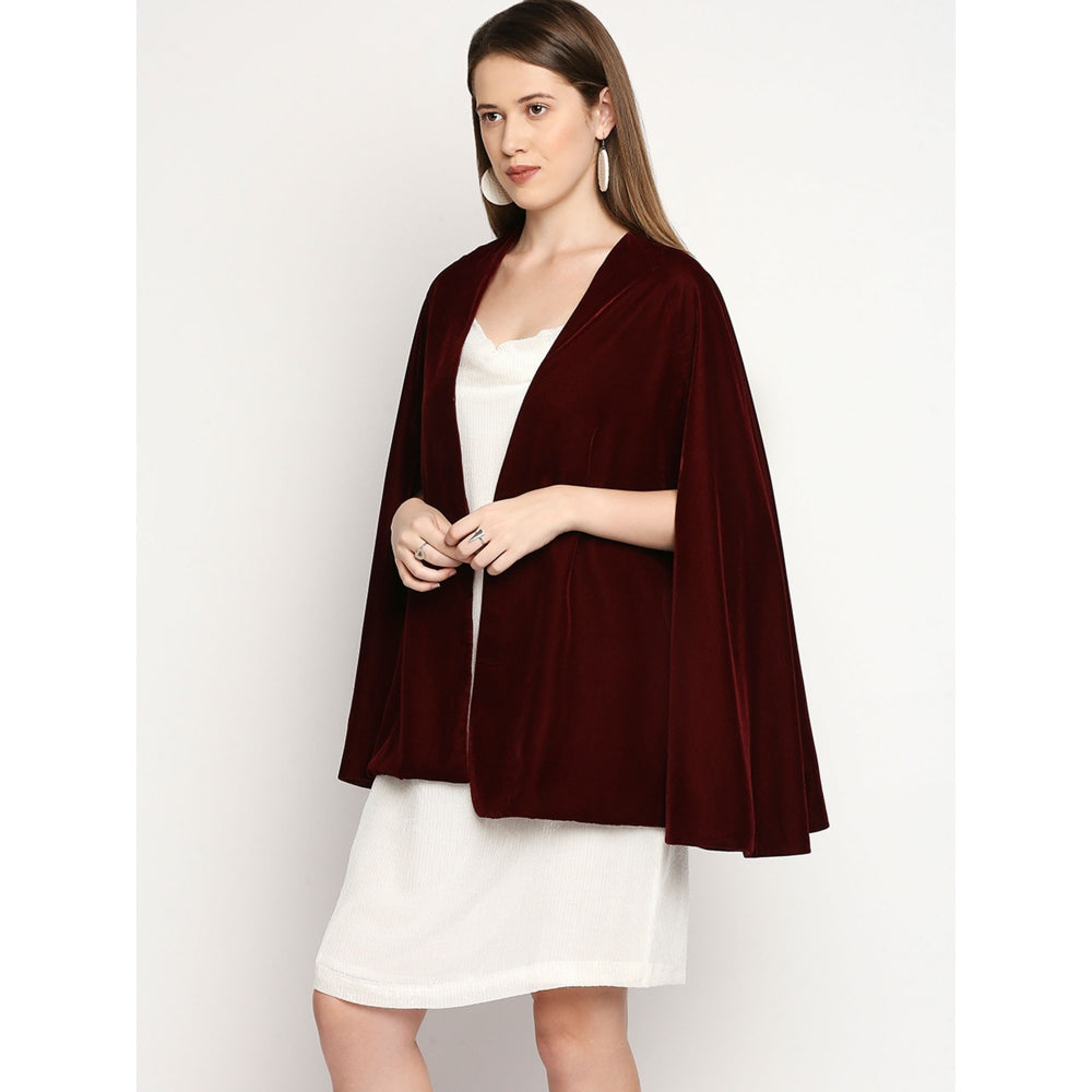 Monk & Mei Arzu-Sequin Dress And Cape-White And Maroon (Set Of 2)