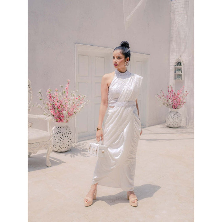 MONK & MEI Karishma Chikankari Stitched Blouse- White