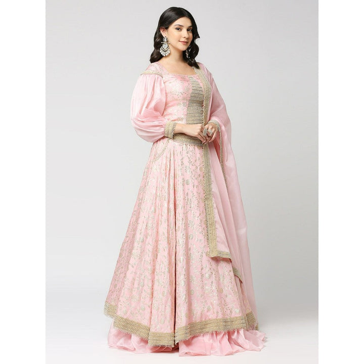 MONK & MEI Handcrafted Lehenga with Blouse & Dupatta - Blush Pink (Set of 3)
