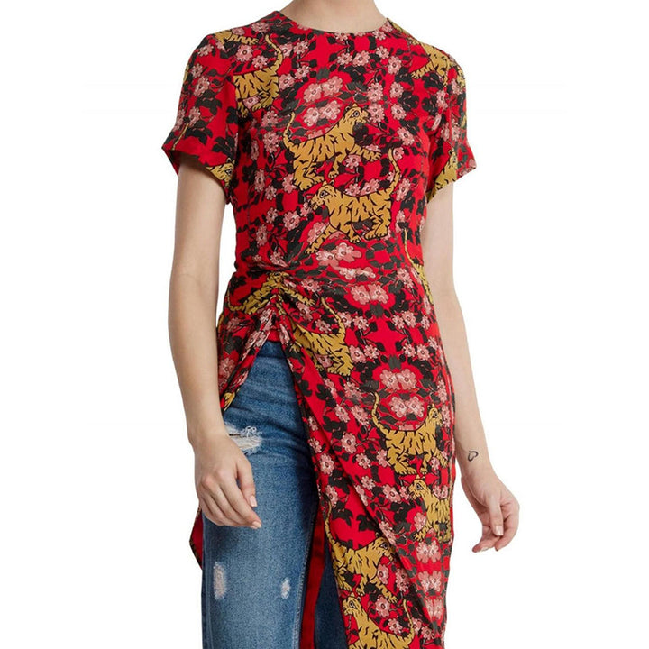 Masaba Multi-Color Tiger Lily Assymetrical Ruched Top