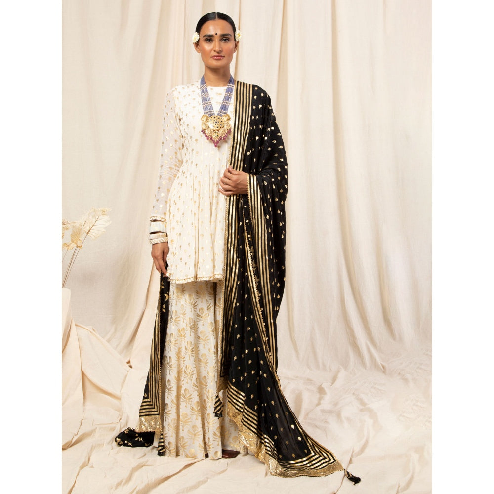 Masaba Vintage Bud Printed Anarkali And Sharara With Dupatta (Set Of 3)