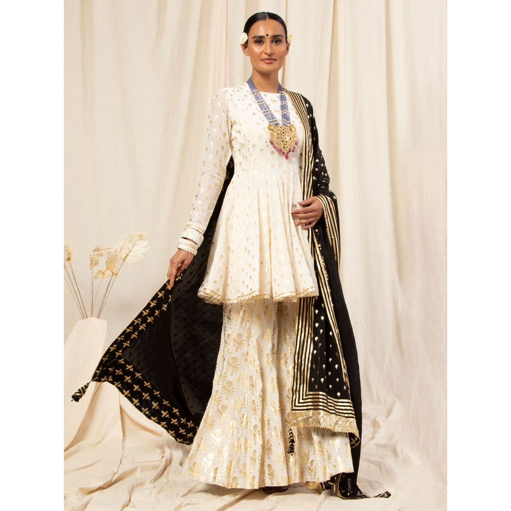 Masaba Vintage Bud Printed Anarkali And Sharara With Dupatta (Set Of 3)