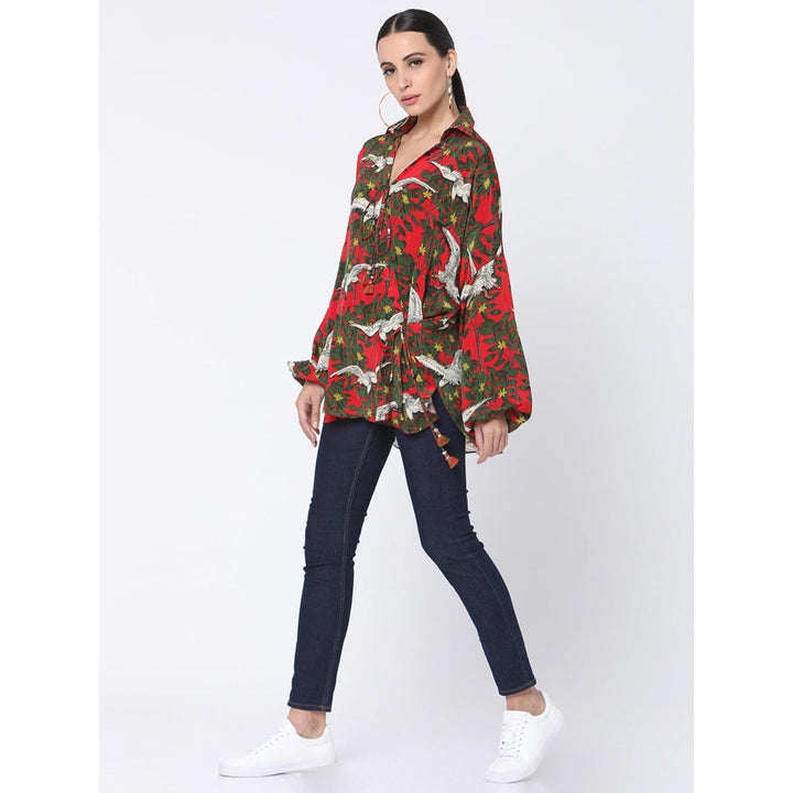 Masaba Red Fire Of Forest Wrap Shirt