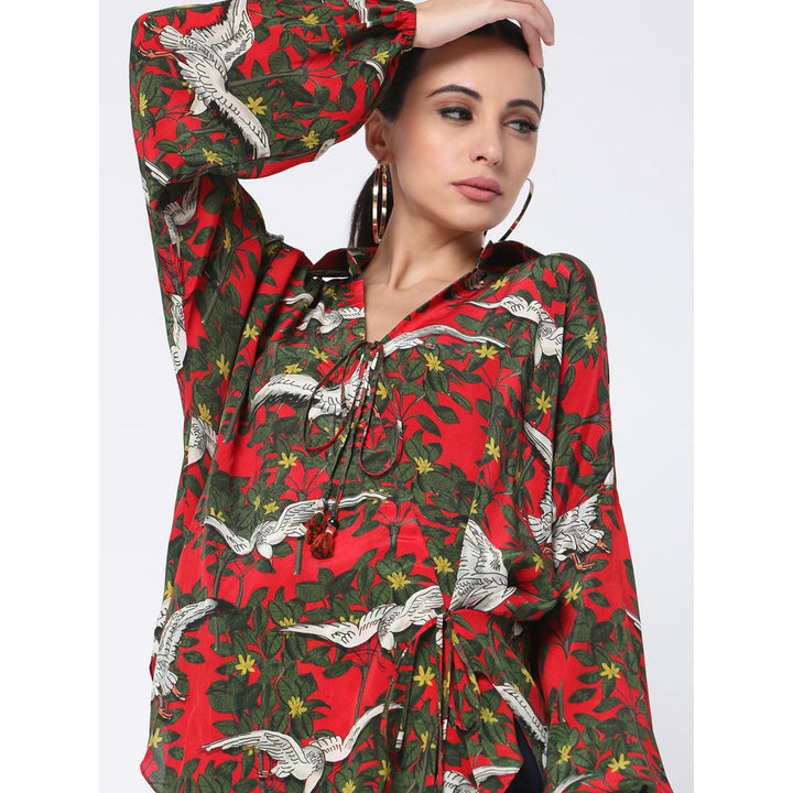 Masaba Red Fire Of Forest Wrap Shirt