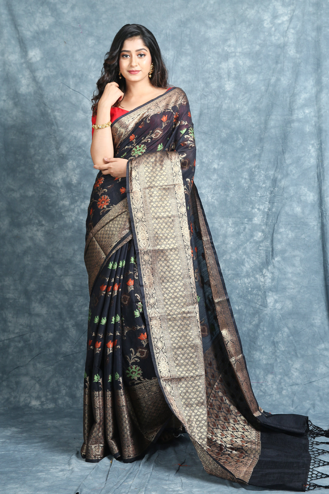 Black Matka Silk Soft Saree With Zari Work freeshipping - Charukriti