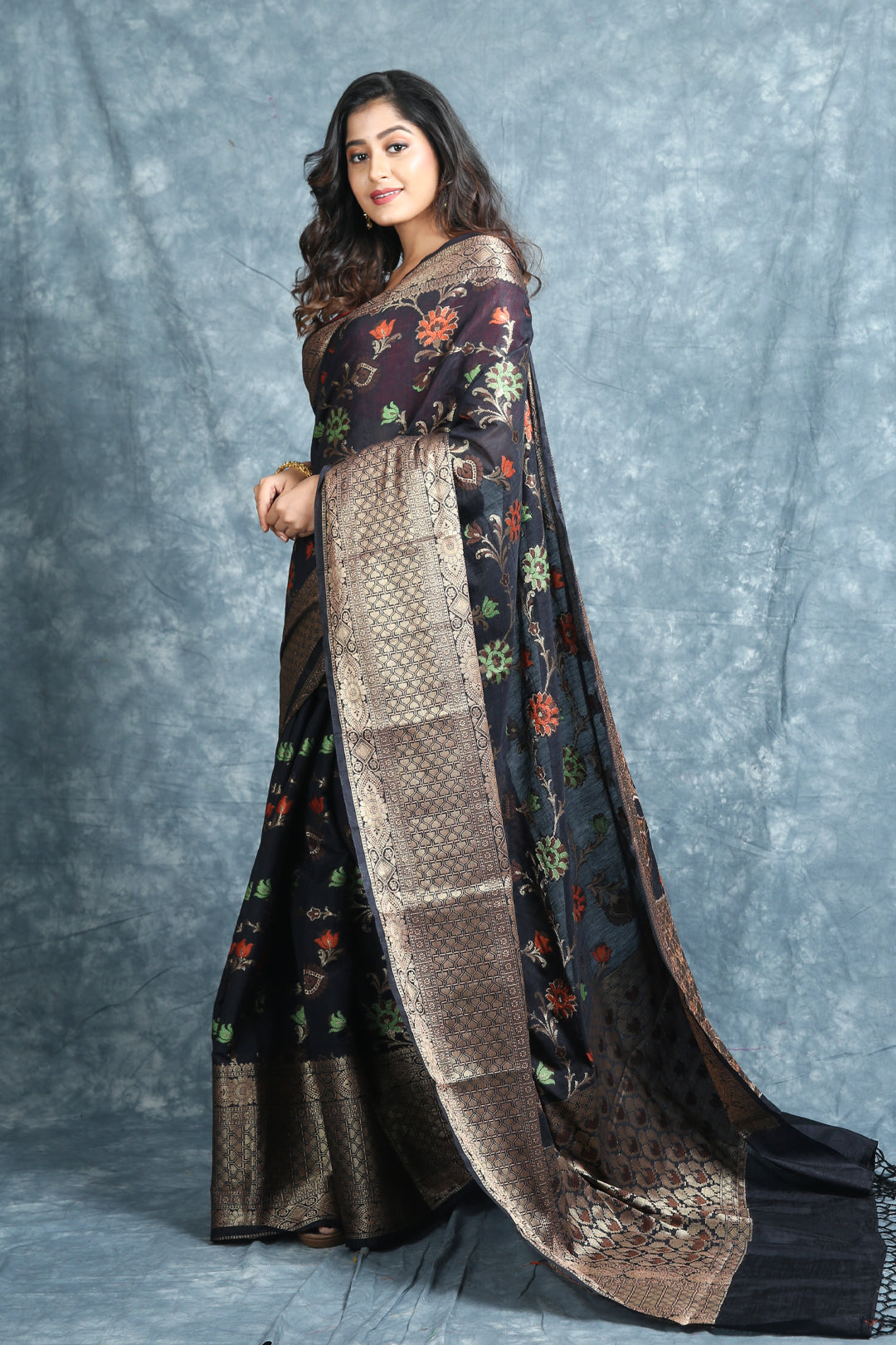 Black Matka Silk Soft Saree With Zari Work freeshipping - Charukriti