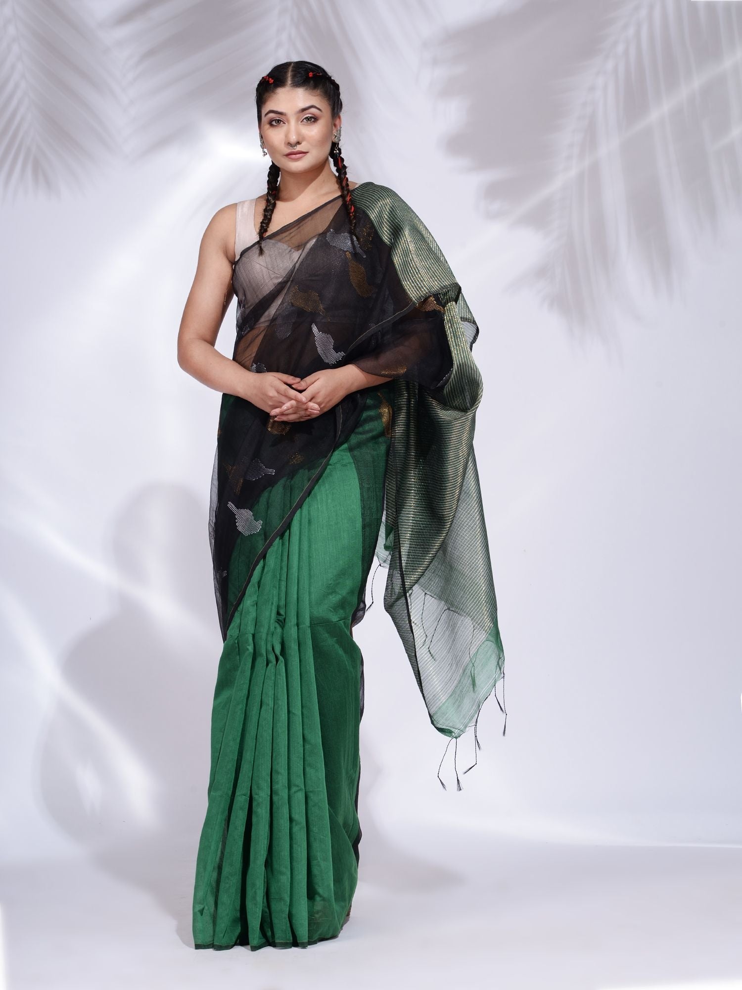 Green And Black Designer Saree | Bridal lehenga, Saree designs, Indian  bridal