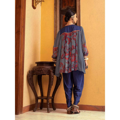 Nadima Saqib Blue Printed and Embroidered Tunic