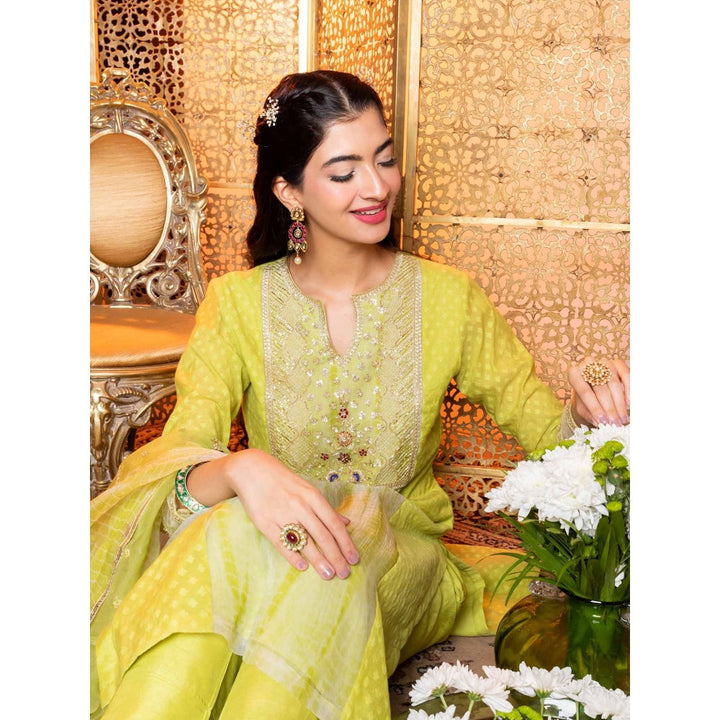 Nadima Saqib Green Embroidered Kurta (Set of 3)