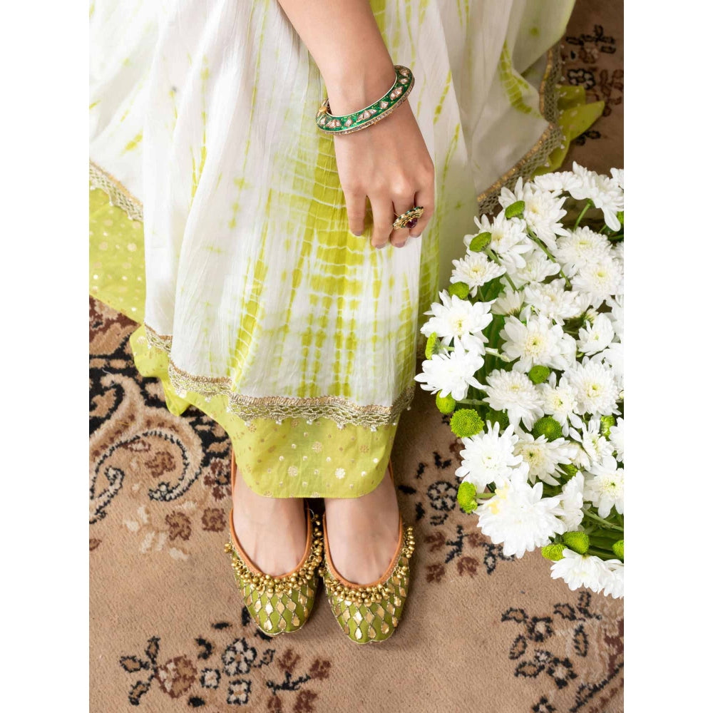 Nadima Saqib Green Embroidered Anarkali (Set of 2)