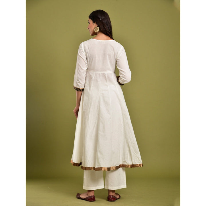 Naksh Jaipur Off White Angarakha With Pants (Set of 2)