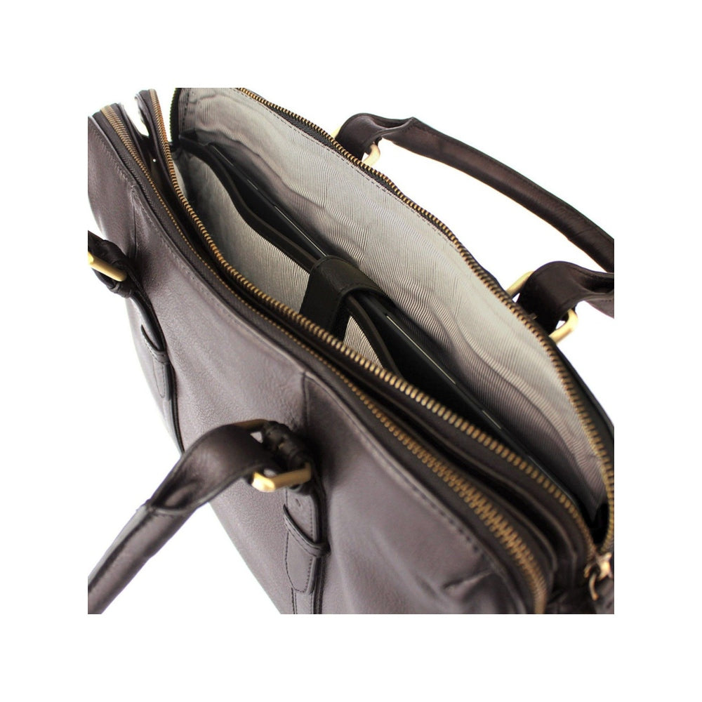 Nappa Dori Dark Brown Dual Zip Laptop Bag
