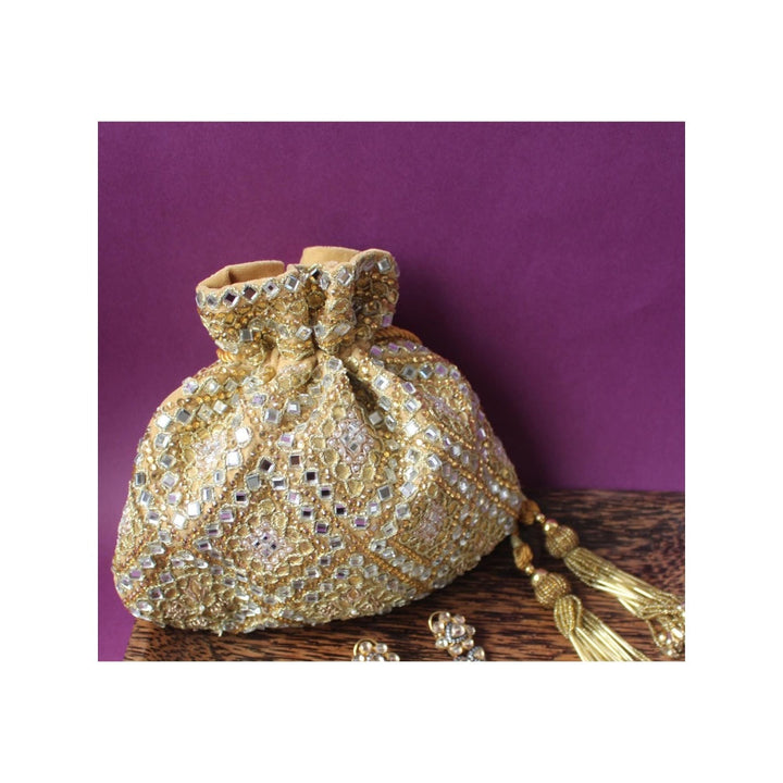 Nayaab by Sonia Royal Abla Gold Potli Bag for Women