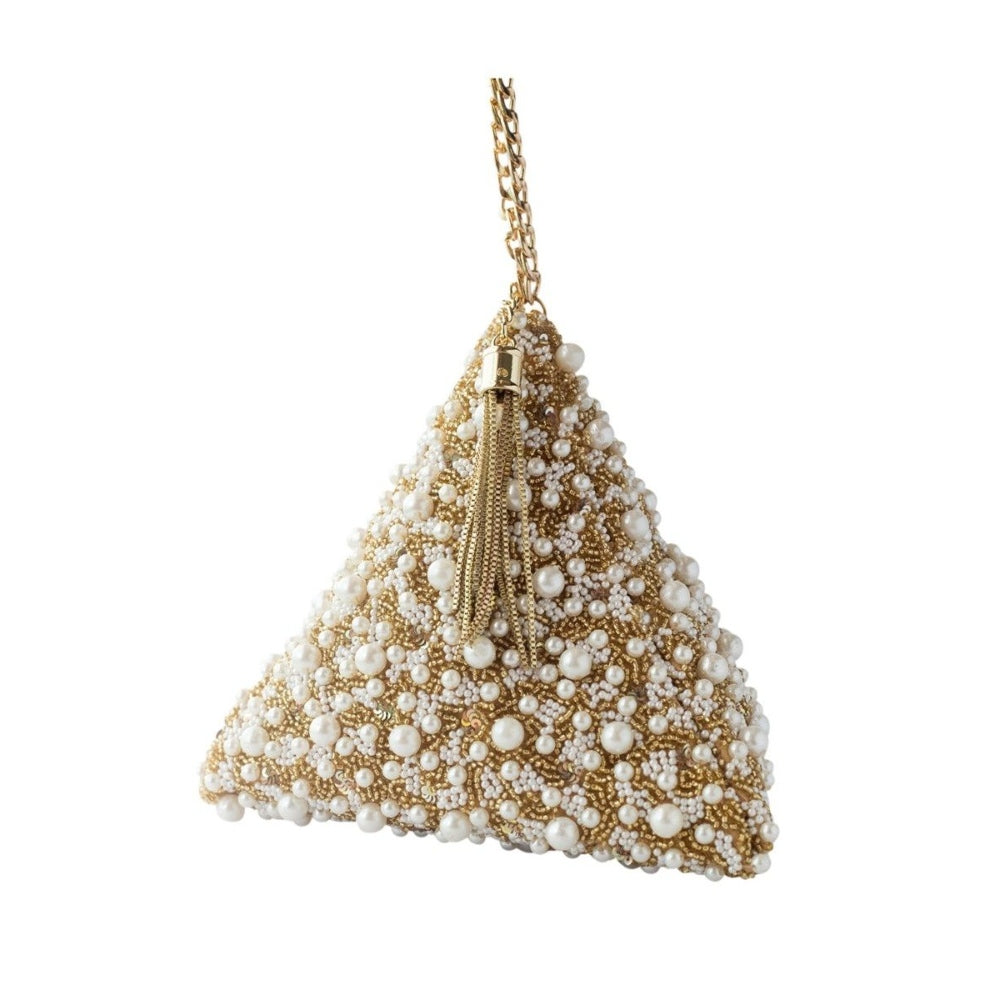 Adora By Ankita Gold Pearl Triangle Bag