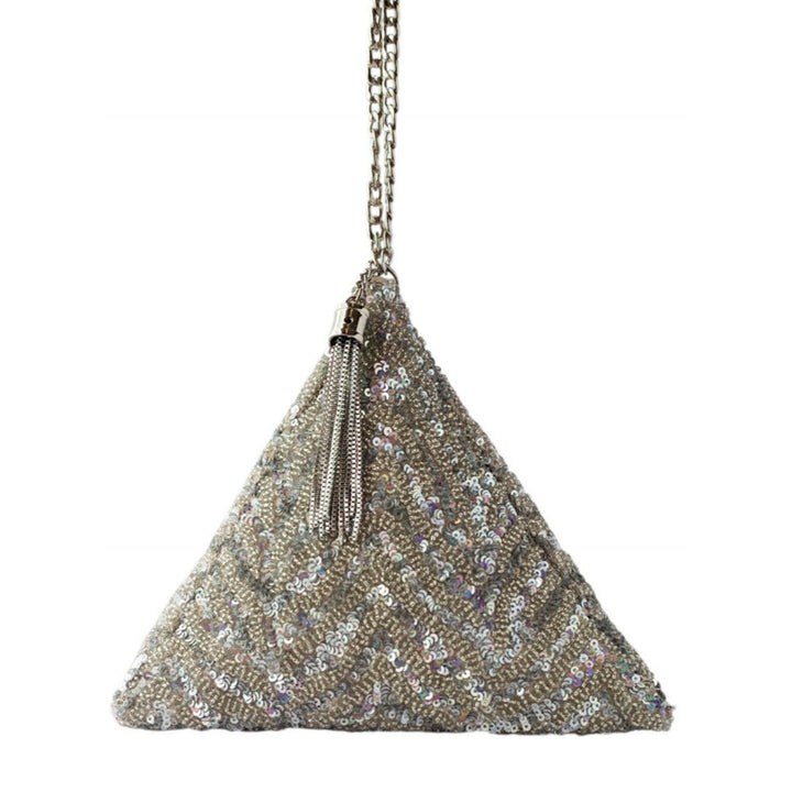 Adora By Ankita Silver Chevron Triangle Bag