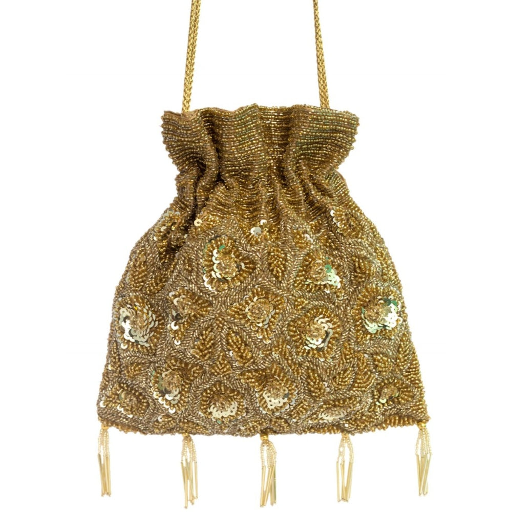 Adora By Ankita Gold Floral Sequin Bag