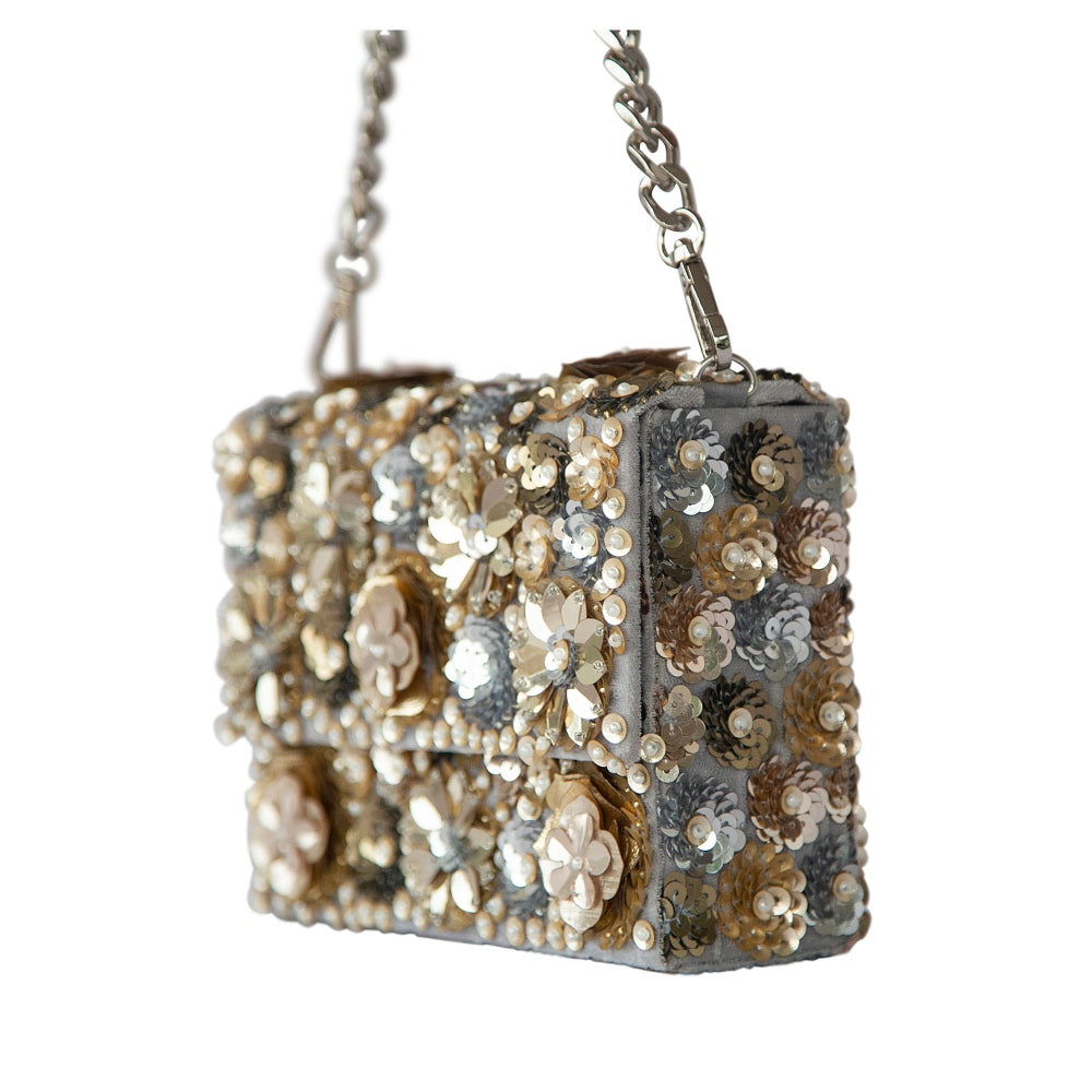 Adora By Ankita Multi-Color Metallic Wildflower Clutch Bag