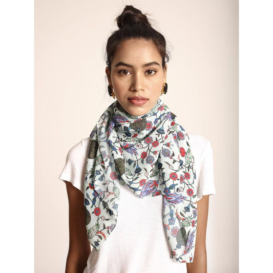 PS Accessories by Payal Singhal Payal Singhal White Turkish Printed Scarf