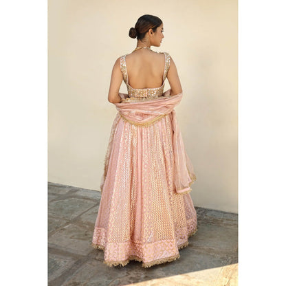 Neha Khullar Banarasi Chanderi Lehenga (Set of 3)