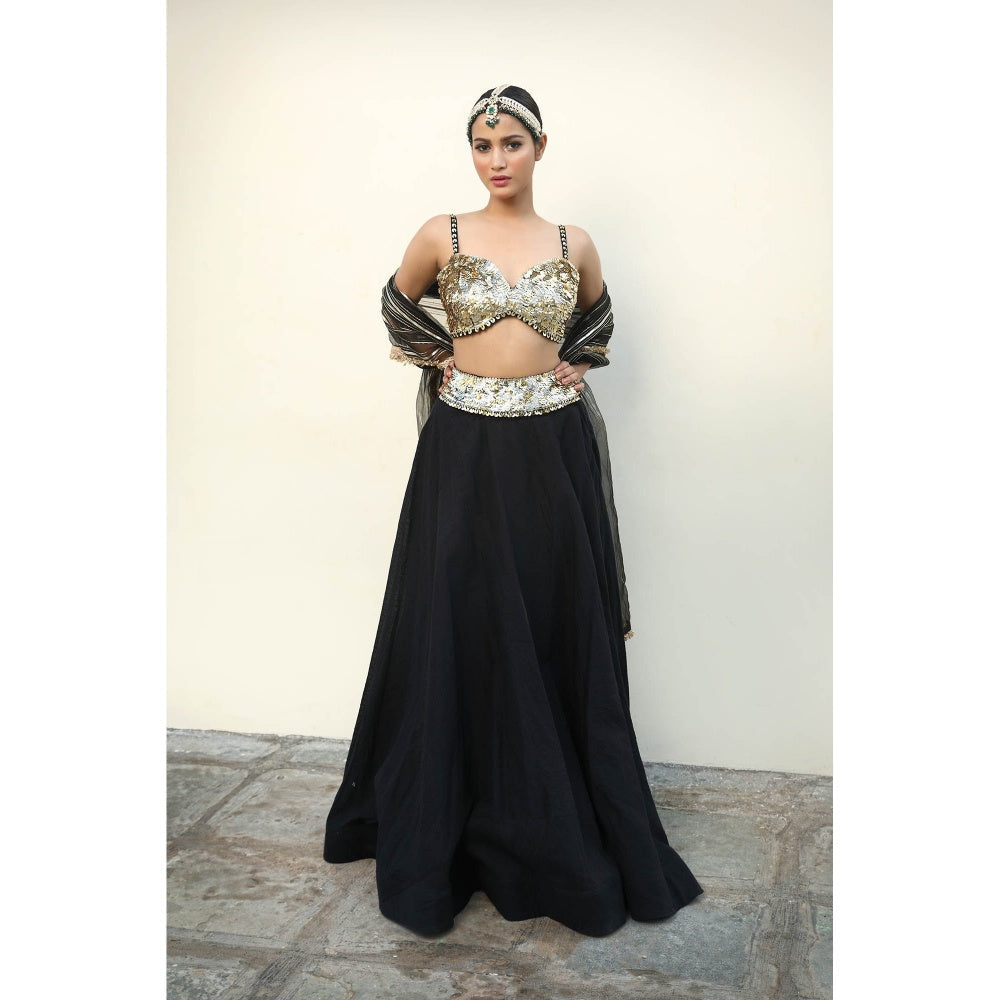 Neha Khullar Dobby Fabrice Lehenga (Set of 3)