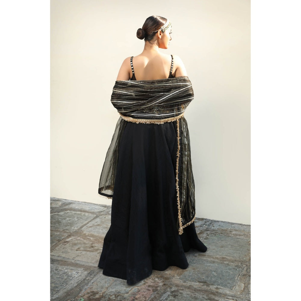 Neha Khullar Dobby Fabrice Lehenga (Set of 3)