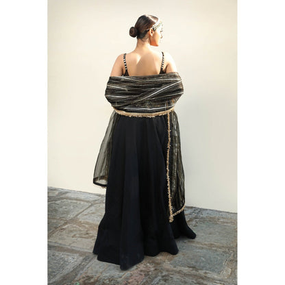 Neha Khullar Dobby Fabrice Lehenga (Set of 3)