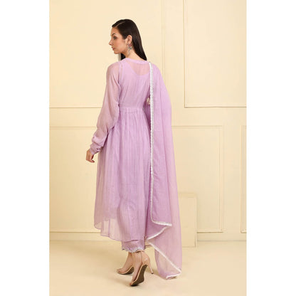 Neha Khullar Lavender Zari Embroidered Kurta with Pant and Dupatta (Set of 3)