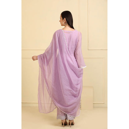 Neha Khullar Lavender Zari Embroidered Kurta with Pant and Dupatta (Set of 3)