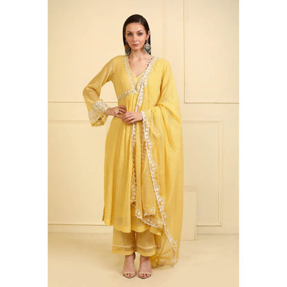 Neha Khullar Yellow Resham Embroidered Kurta with Pant and Dupatta (Set of 3)