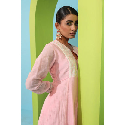 Neha Khullar Pink Chanderi Silk Kurta (Set of 3)