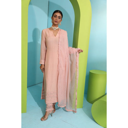 Neha Khullar Pink Chanderi Silk Kurta (Set of 3)