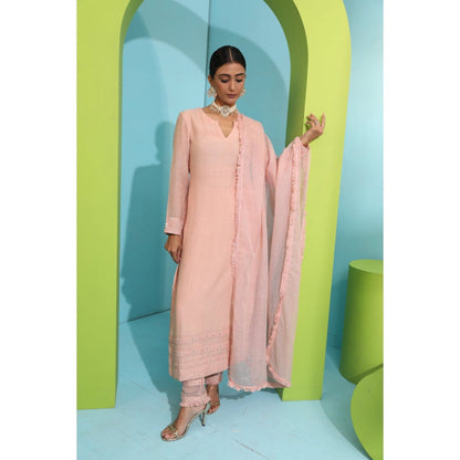 Neha Khullar Pink Chanderi Silk Kurta (Set of 3)