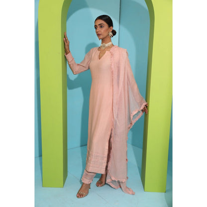 Neha Khullar Pink Chanderi Silk Kurta (Set of 3)