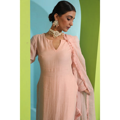 Neha Khullar Pink Chanderi Silk Kurta (Set of 3)