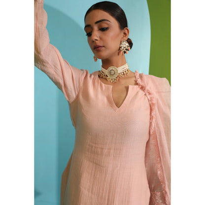 Neha Khullar Pink Chanderi Silk Kurta (Set of 3)