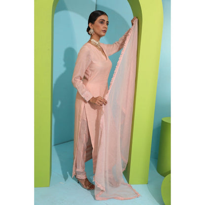 Neha Khullar Pink Chanderi Silk Kurta (Set of 3)