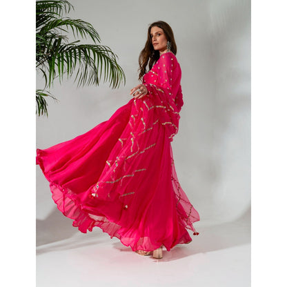 Neha Khullar Fuchsia Georgette Anarkali with Organza Dupatta (Set of 2)