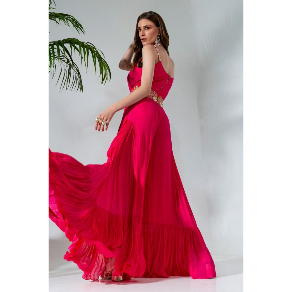 Neha Khullar Fuchsia Georgette Jumpsuit