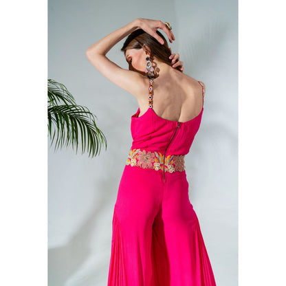 Neha Khullar Fuchsia Georgette Jumpsuit