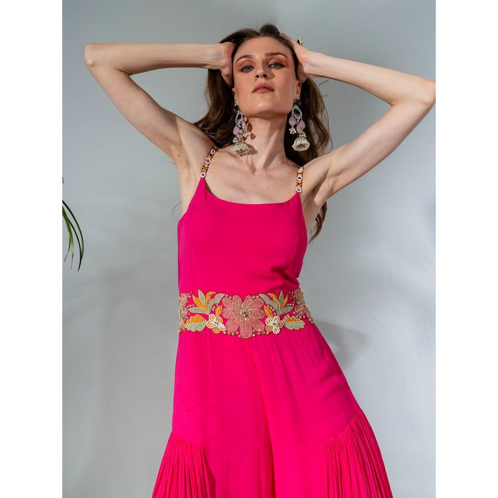 Neha Khullar Fuchsia Georgette Jumpsuit