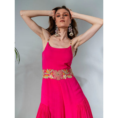 Neha Khullar Fuchsia Georgette Jumpsuit