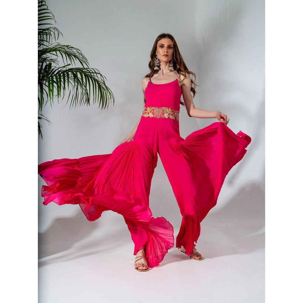 Neha Khullar Fuchsia Georgette Jumpsuit