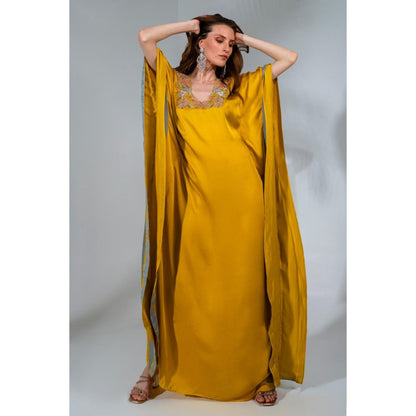 Neha Khullar Yellow Kaftan In Modal Satin