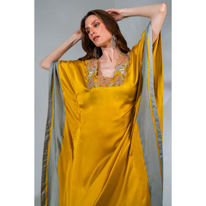 Neha Khullar Yellow Kaftan In Modal Satin